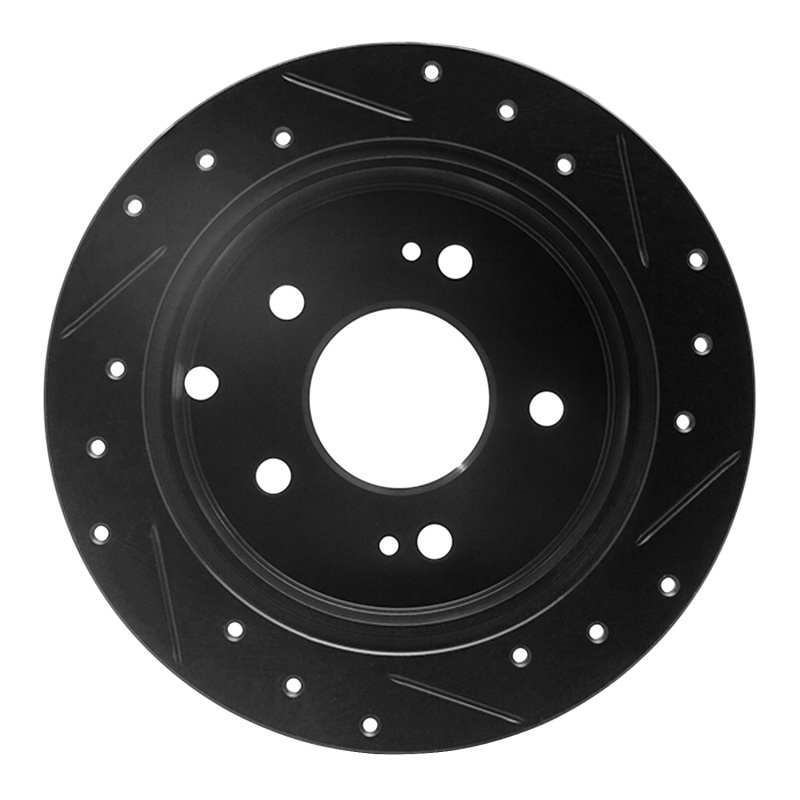 Mitsubishi Eclipse Brake Rotor (1) - Rear Left - R1 Concepts - Drilled & Slotted - Black - `04-`12